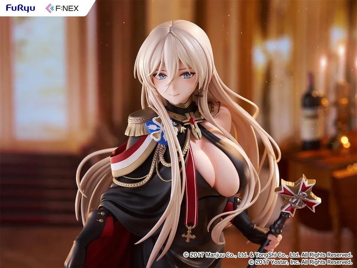 Azur Lane Bismarck Formal Dress Ver 1/7 Scale Figure wearing an elegant black and red outfit with staff