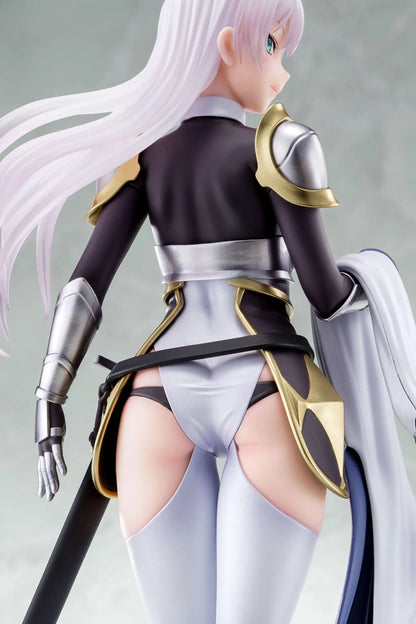 Old Country Bumpkin to Master Swordsman Allucia Citrus 1/6 Scale Figure with pale lavender hair, silver armor, sword accessory, cape, and clear display base