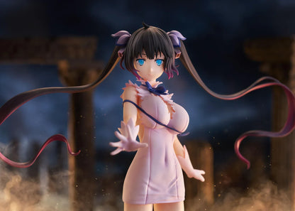 Is It Wrong to Try to Pick Up Girls in a Dungeon V Hestia Divinity Unleashed Limited Edition Ver. 1/7 Scale Figure with twin-tails, white outfit, blue ribbon accents, rocky base, and flame effect parts