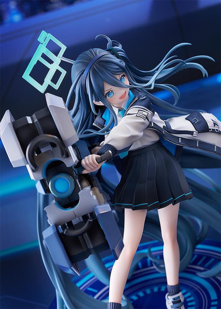 Blue Archive Aris Awaken Supernova 1/7 Scale Figure with futuristic weapon, blue hair, halo, and dynamic action pose