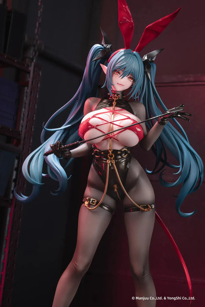 Azur Lane Regensburg The Dark Dragon’s Dungeon 1/6 scale figure with black bodysuit, red accents, and flowing teal twin-tails