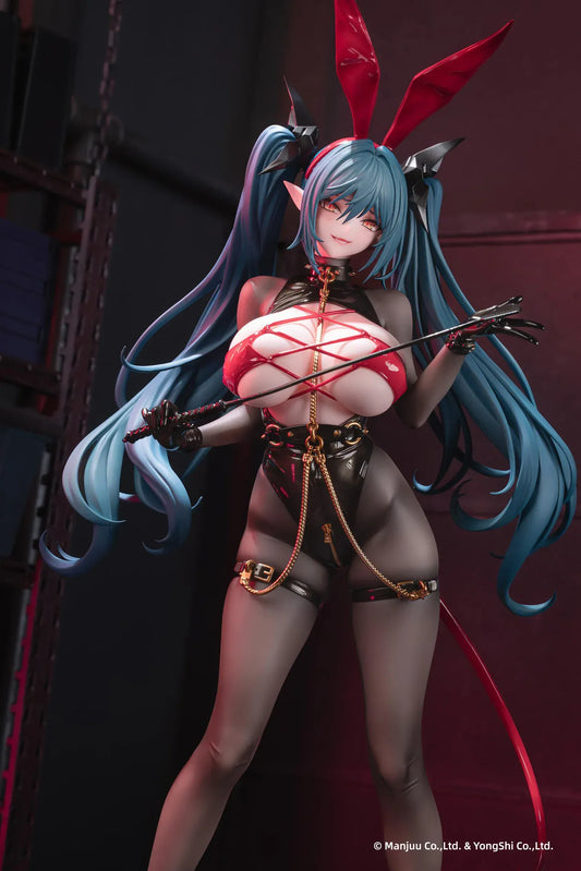 Azur Lane Regensburg The Dark Dragon’s Dungeon 1/6 scale figure with black bodysuit, red accents, and flowing teal twin-tails