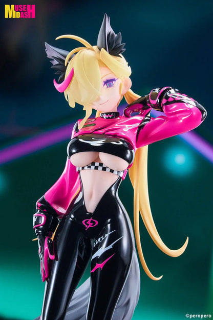 Muse Dash LIMEPIE Rin Racer 1/8 scale figure wearing a glossy black-and-pink racing outfit.