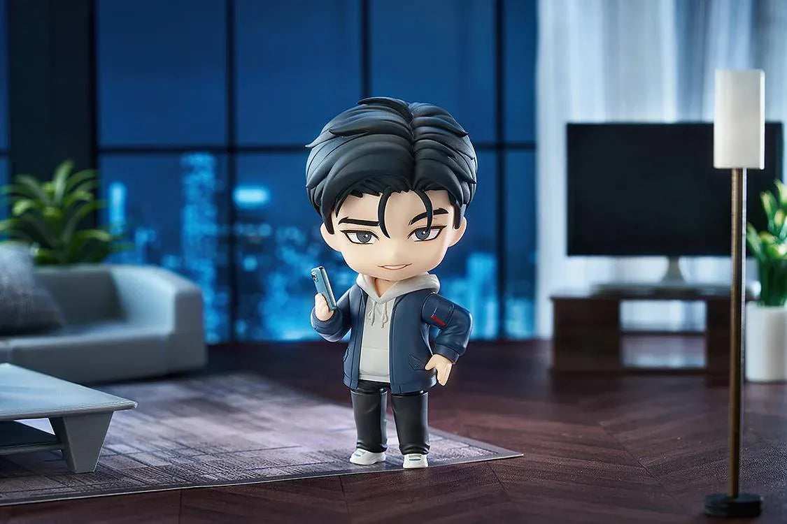 Jinx Nendoroid Joo Jaekyung and Kim Dan Figures featuring both characters in chibi-style designs with casual outfits and character accessories.