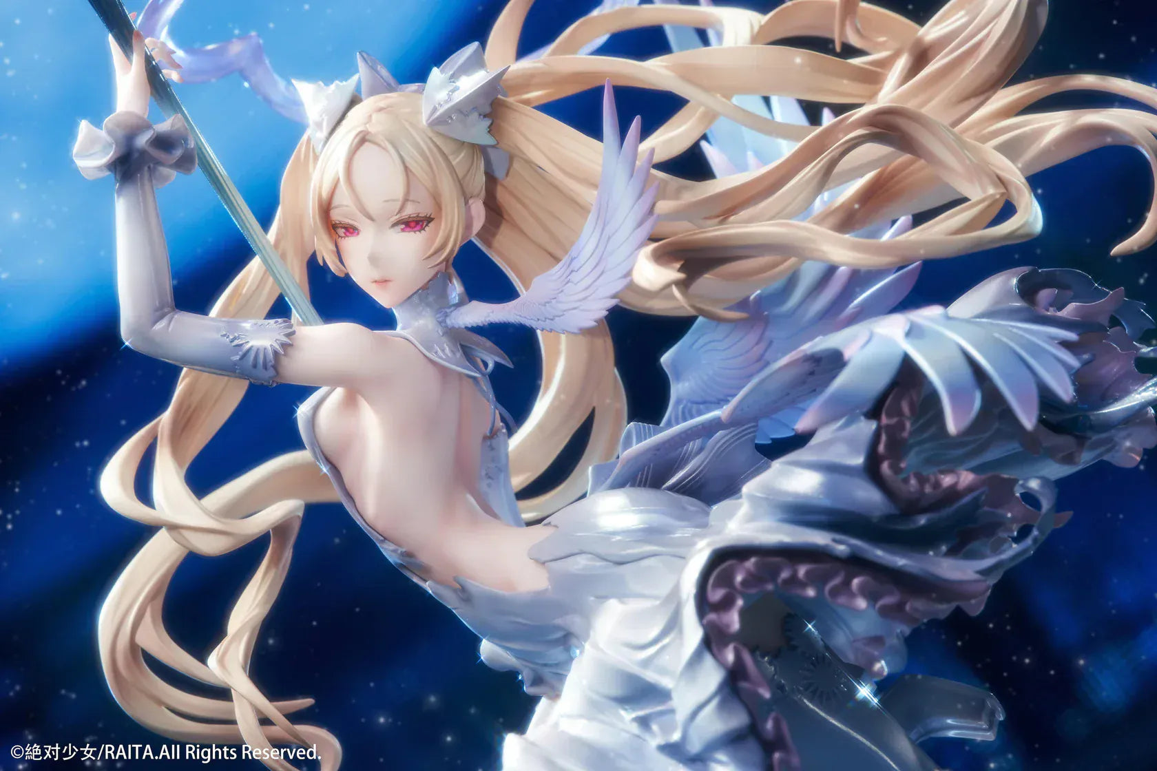 Zettai Junpaku Mahou Shoujo Kotone Sasaki 1/7 scale figure holding staff with flowing hair and magical effects