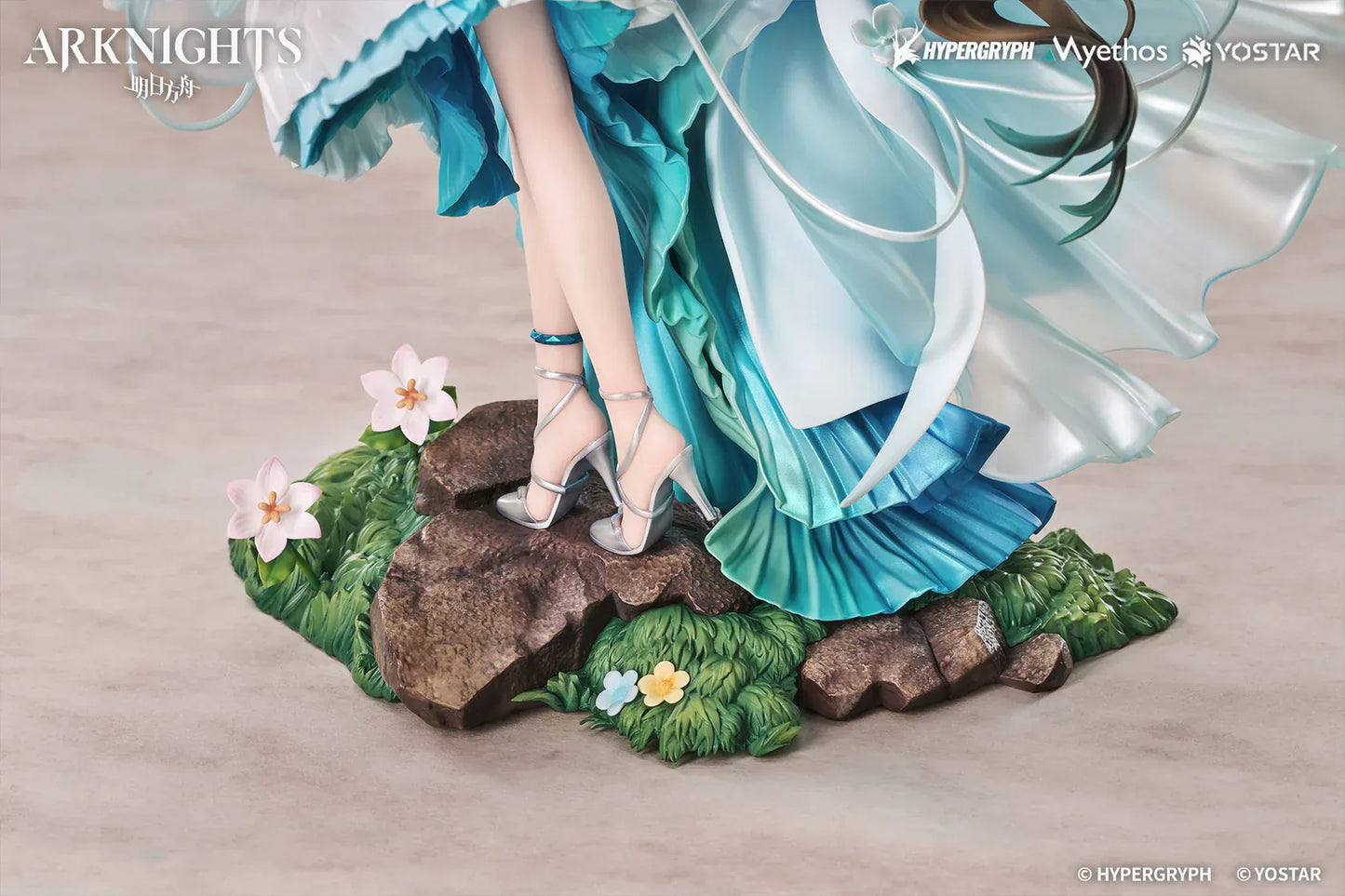 Arknights Amiya Blooms of Time Ver 1/7 scale figure featuring flowing teal dress and ornate crystalline staff.