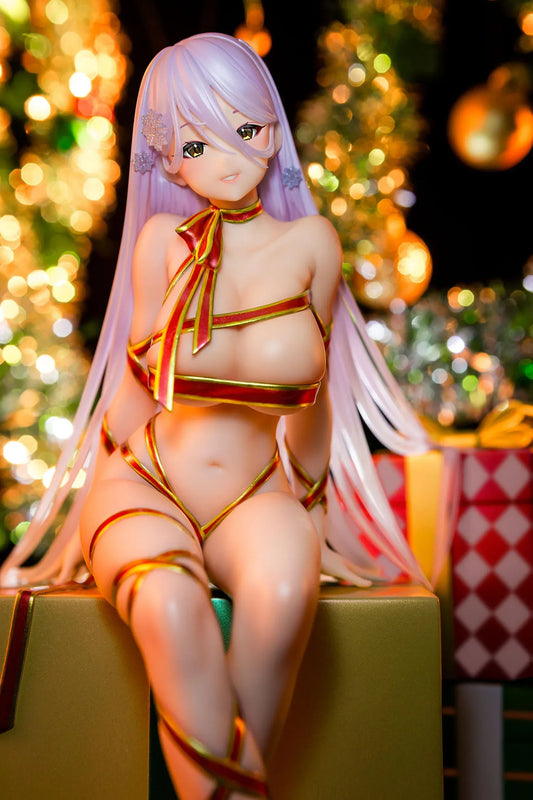 Mariya illustration by Masami Chie 1/6 scale figure sitting on stacked gift boxes wrapped in metallic ribbon on round base