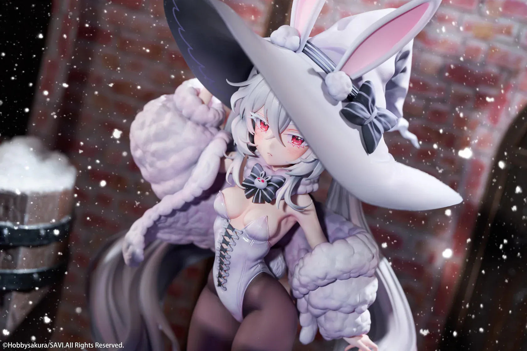 Moon Witch Police Marshmallow Deluxe Ver. 1/6 Scale Figure featuring Marshmallow with silver hair, bunny ear witch hat, lavender outfit, fluffy sleeve accents, bunny companions, and moon-themed display base.