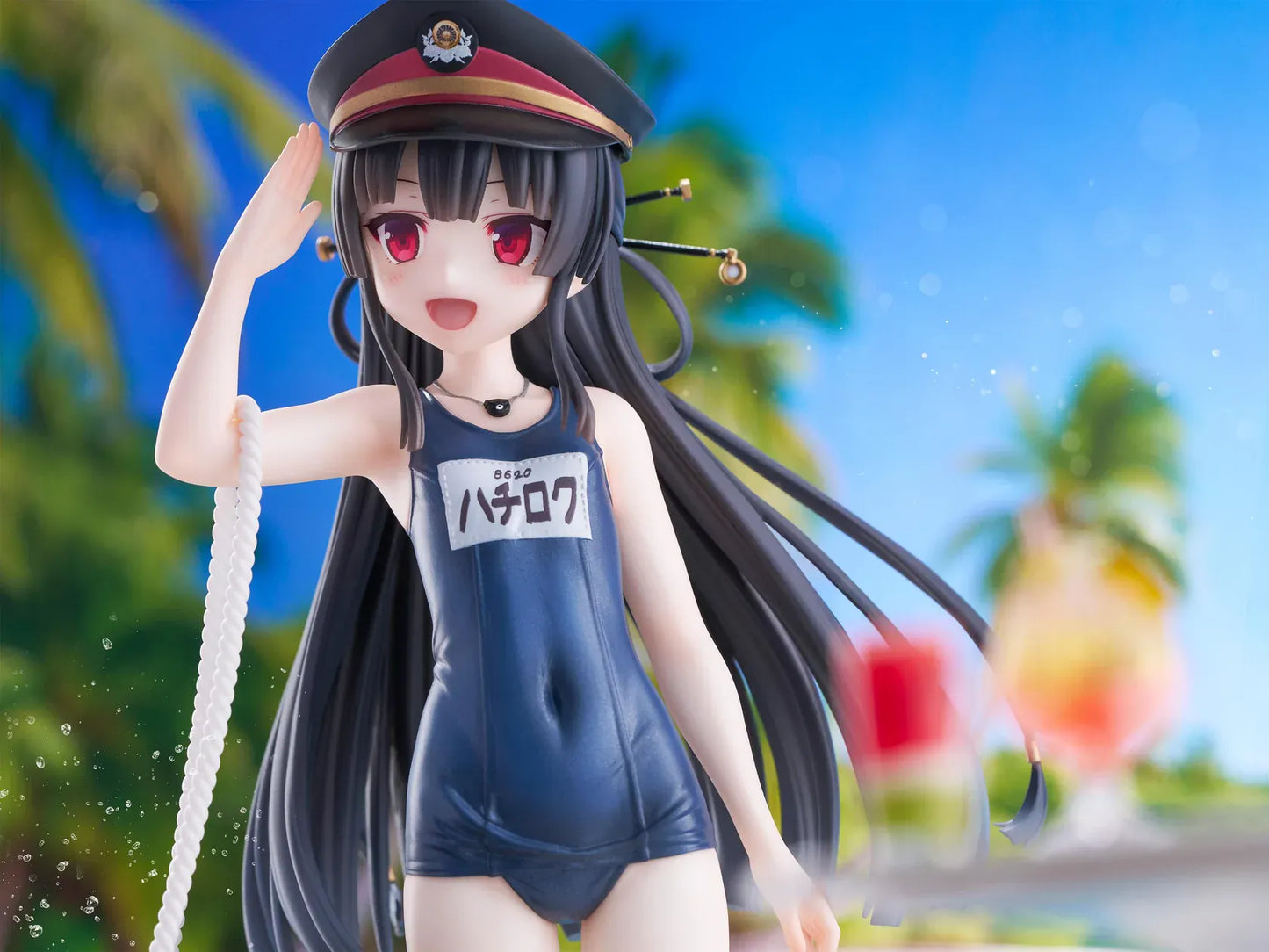 Maitetsu Last Run Hachiroku School Swimsuit Ver. 1/6 Scale Figure with conductor cap, salute pose, inner tube accessory, and display base