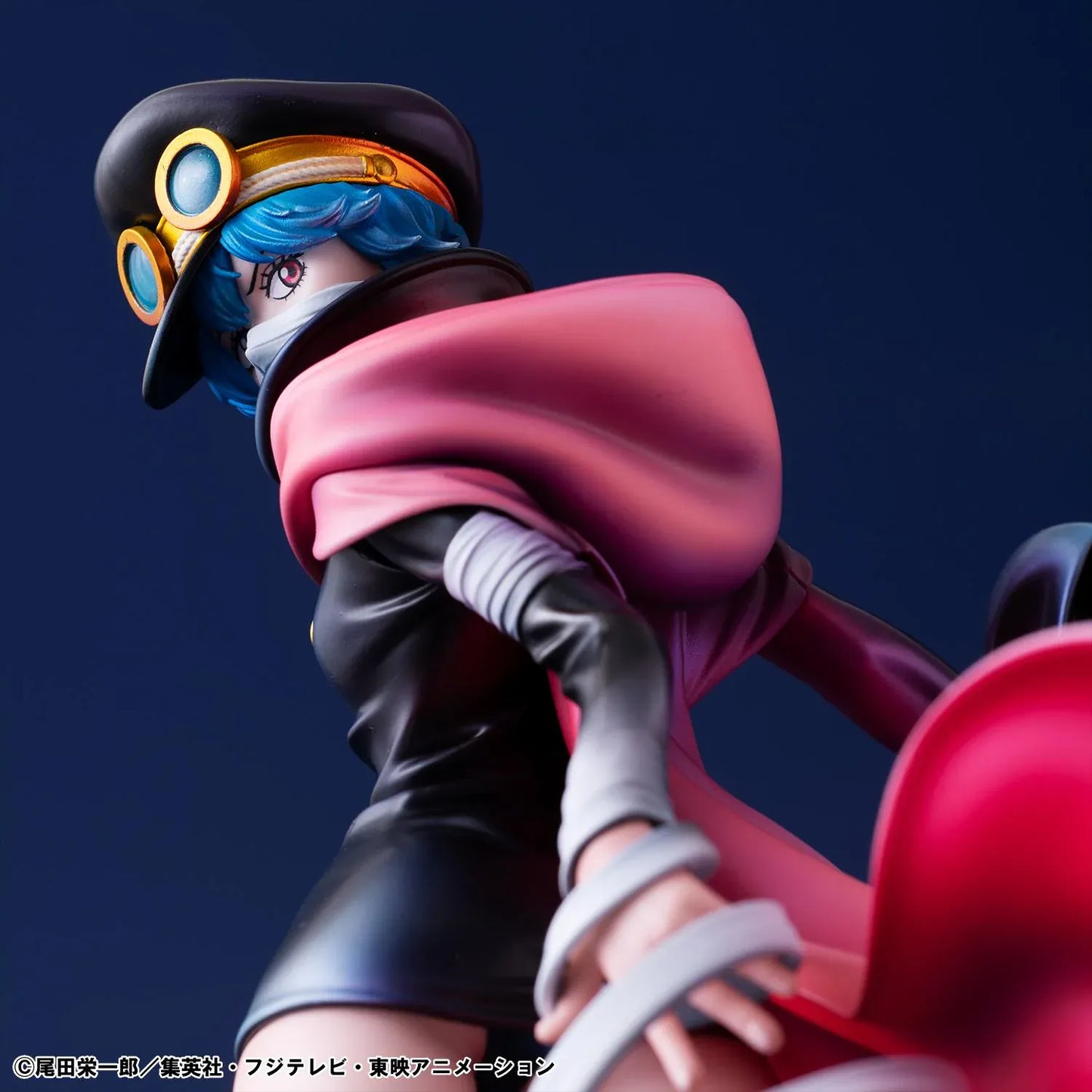 One Piece Portrait Of Pirates Elevated Boost Saint Gunko Figure with black outfit, red cape, goggles, and weapon