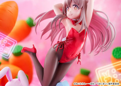 ONIMAI I'm Now Your Sister Mahiro Oyama Bunny Girl Style 1/7 Scale Figure featuring Mahiro in a red bunny outfit with bunny ears, flowing hair, tights, and themed display base.