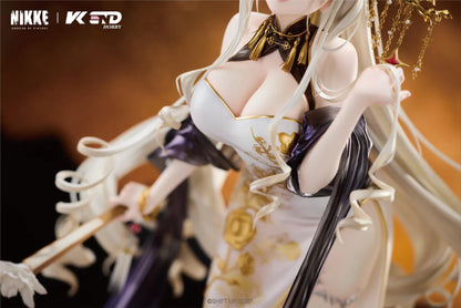 GODDESS OF VICTORY NIKKE Crown Glorious Flower 1/4 Scale Figure in an elegant white black and gold floral outfit