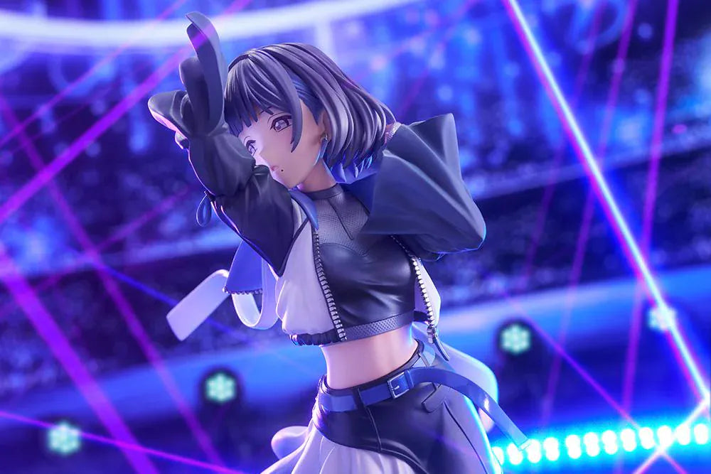 The Idolmaster Gakuen Misuzu Hataya Moon Turtle 1/7 Scale Figure with purple hair, blue-and-black outfit, flowing ribbon, and display base