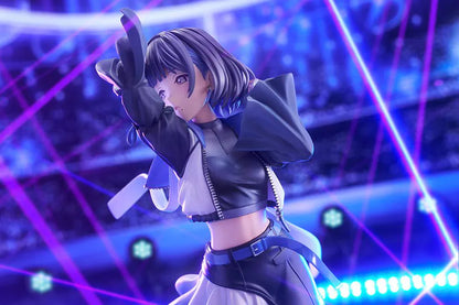 The Idolmaster Gakuen Misuzu Hataya Moon Turtle 1/7 Scale Figure with purple hair, blue-and-black outfit, flowing ribbon, and display base