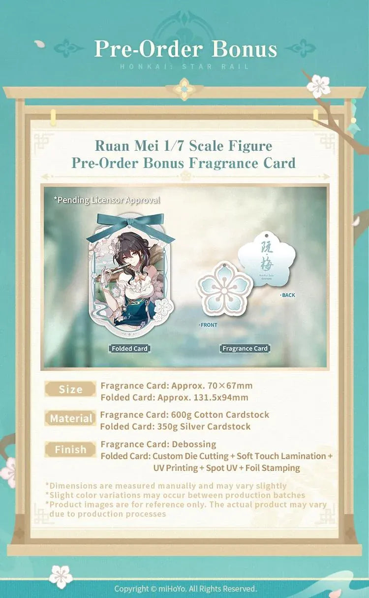 Ruan Mei Plumblossom Letter 1/7 scale figure wearing an elegant teal-and-white floral dress while seated on an ornate green sofa.