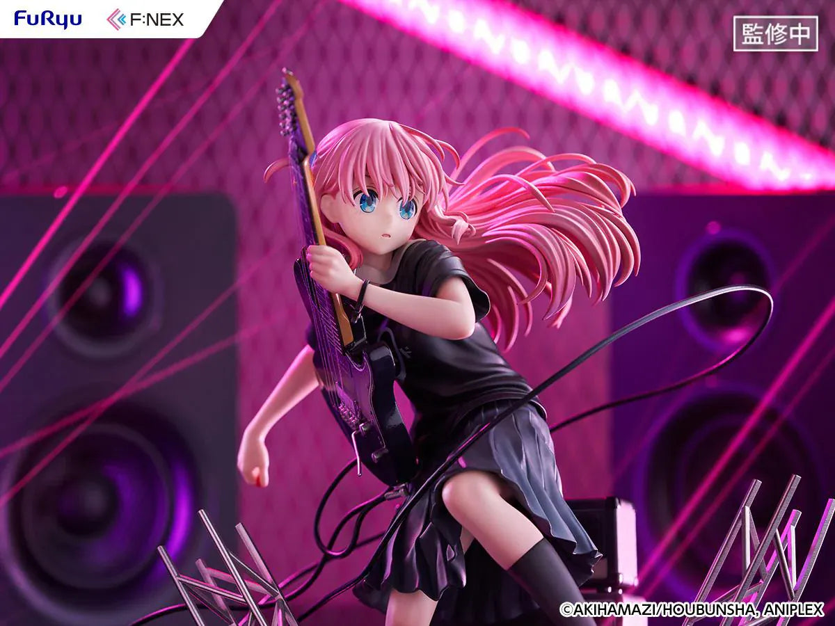 Bocchi the Rock F:Nex Hitori Gotoh Live Ver. 1/7 Scale Figure with pink hair, guitar, stage speakers, amplifier, and concert display base