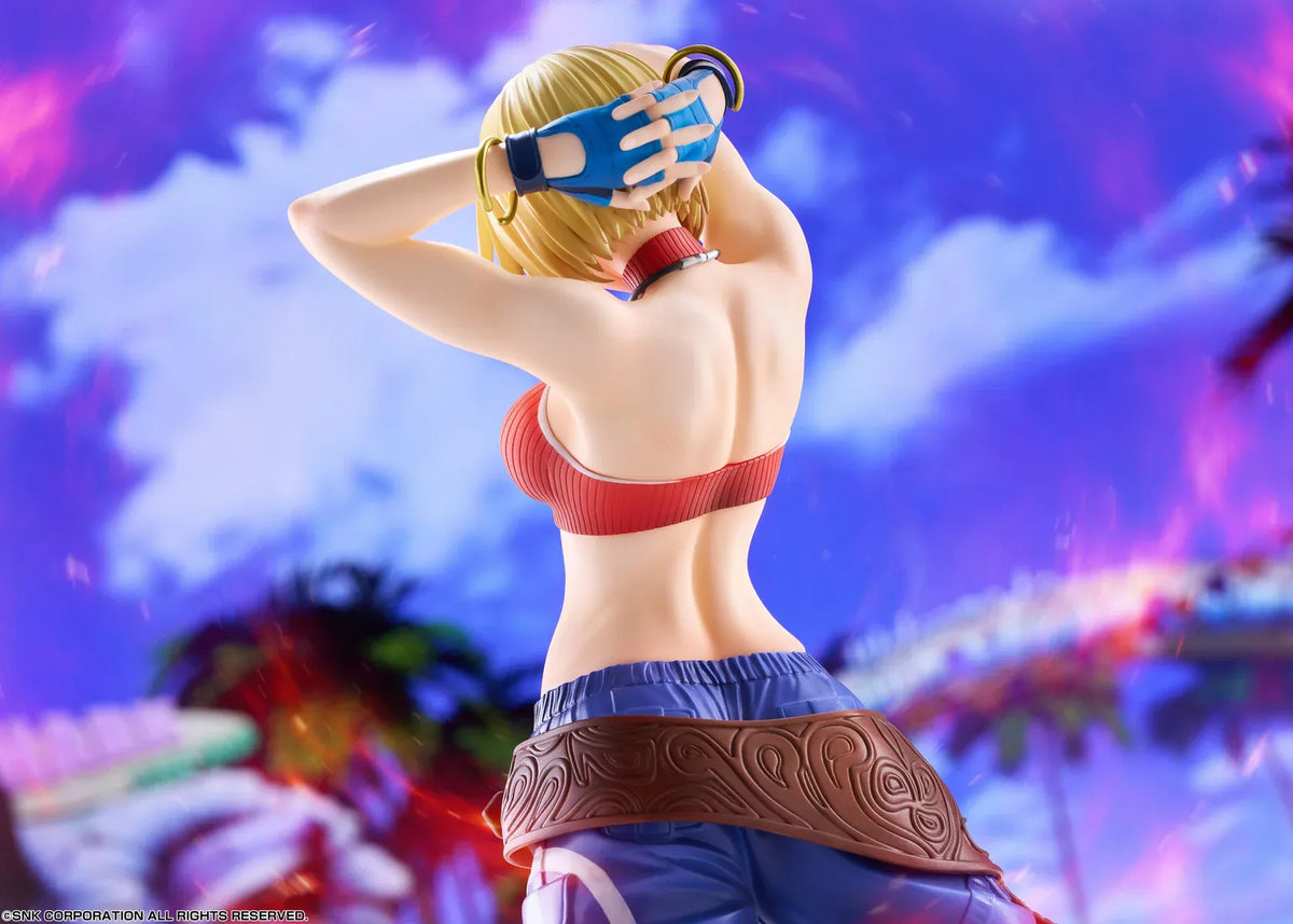 Blue Mary Limited Edition 1/7 scale figure wearing a red crop top, blue pants, brown belt, and white sneakers in a confident standing pose.