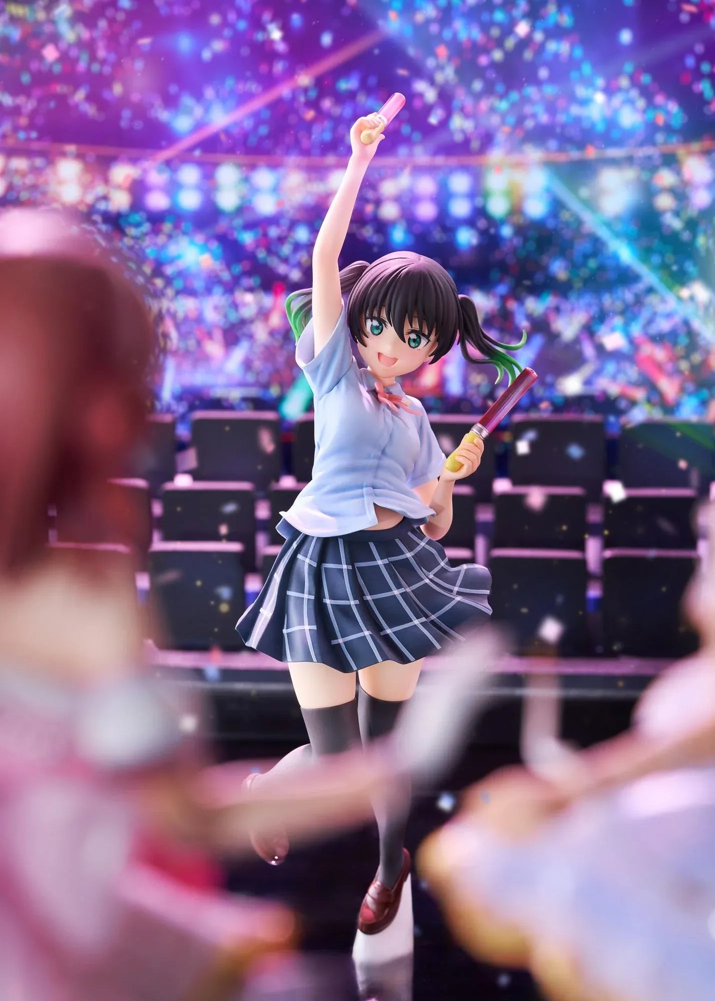Love Live Nijigasaki High School Idol Club Yu Takasaki 1/7 scale figure jumping while holding two colorful penlights.