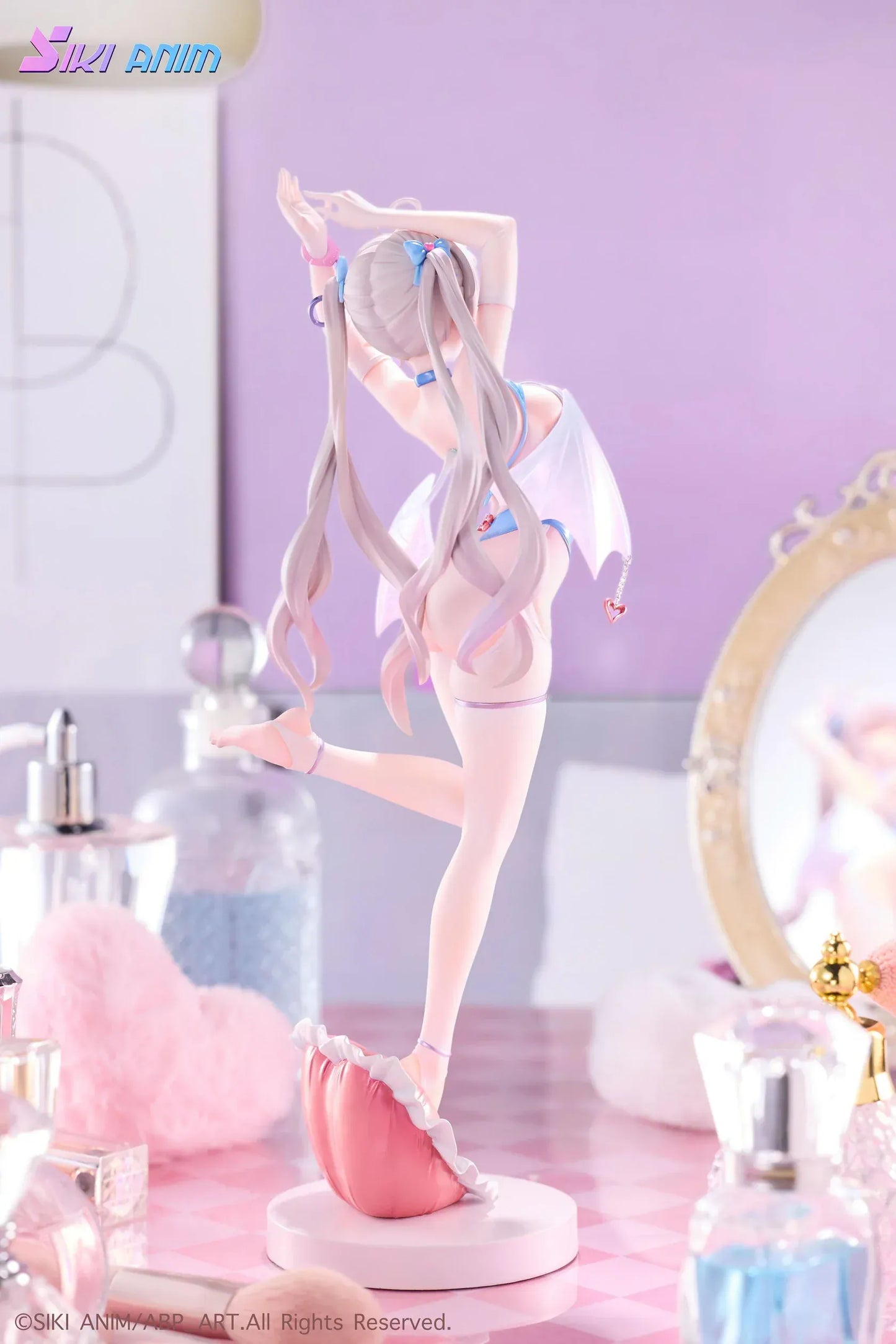 AbP_Art Illustration Sayume 1/6 scale figure with pastel blue outfit, small wings, long silver hair, and heart-shaped display base