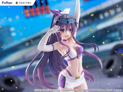 Date A Live V Tenitol Tall Tohka Yatogami Race Queen Ver. Figure featuring Tohka with long purple hair, white-and-purple race queen outfit, sunglasses, and matching boots.