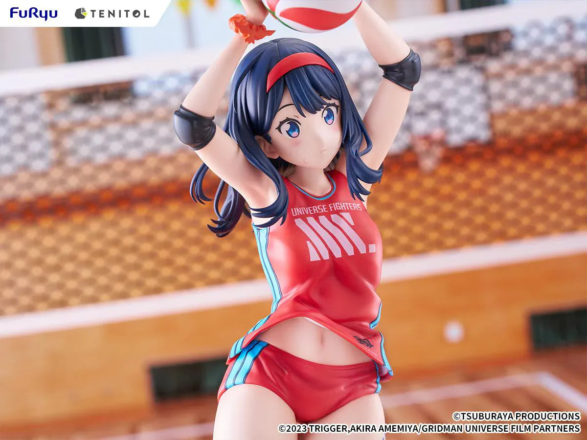 Gridman Universe Tenitol Tall Rikka Takarada Sportswear Ver. Figure in red volleyball sportswear holding a volleyball
