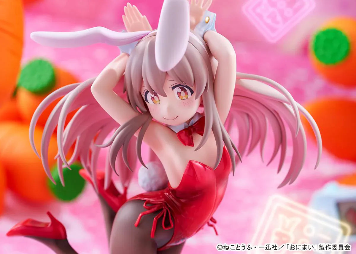 ONIMAI I'm Now Your Sister Mahiro Oyama Bunny Girl Style 1/7 Scale Figure featuring Mahiro in a red bunny outfit with bunny ears, flowing hair, tights, and themed display base.