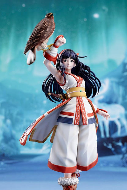 The King of Fighters XV Nakoruru 1/8 Scale Figure featuring Nakoruru in her signature outfit with long dark hair, hawk companion, and themed display base.