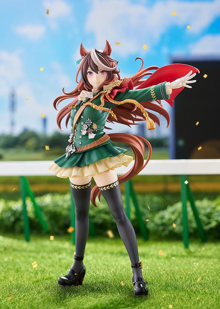 Uma Musume Pretty Derby Symboli Rudolf Signature Racewear Ver 1/7 scale figure wearing green uniform with red cape.