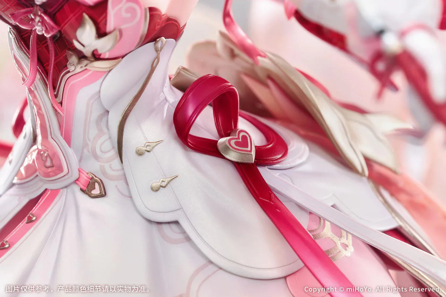 Honkai Impact 3rd Elysia Hi Love Elf Ver. 1/7 Scale Figure Bonus Edition featuring Elysia in a pink-and-white outfit with heart-themed base, ribbon effects, and musical accessories.