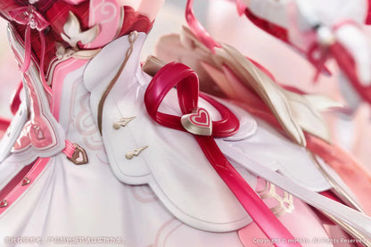 Honkai Impact 3rd Elysia Hi Love Elf Ver. 1/7 Scale Figure Bonus Edition featuring Elysia in a pink-and-white outfit with heart-themed base, ribbon effects, and musical accessories.