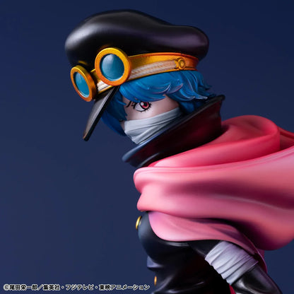 One Piece Portrait Of Pirates Elevated Boost Saint Gunko Figure with black outfit, red cape, goggles, and weapon
