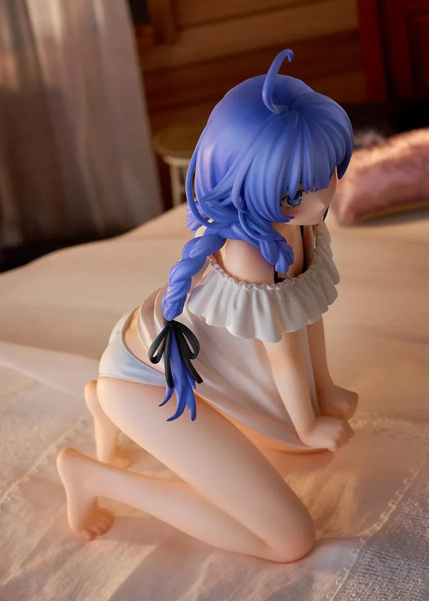 Mushoku Tensei Roxy Migurdia Sleepwear Ver. 1/6 scale figure with blue braided hair and white ruffled sleepwear in a kneeling pose.