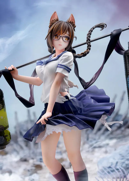 Bakemonogatari Tsubasa Hanekawa 1/7 Scale Figure featuring Tsubasa with cat ears, glasses, flowing hair, lantern display, and supernatural-themed base details.