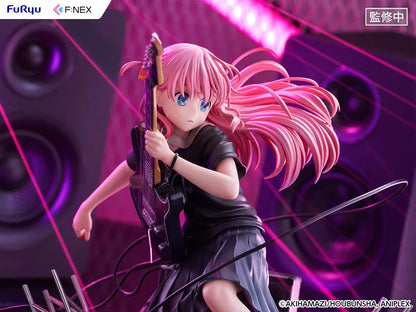 Bocchi the Rock F:Nex Hitori Gotoh Live Ver. 1/7 Scale Figure with pink hair, guitar, stage speakers, amplifier, and concert display base