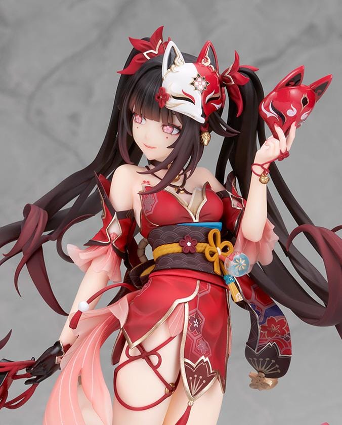Honkai Star Rail Sparkle 1/7 scale figure in red and black outfit surrounded by translucent water effects and colorful goldfish