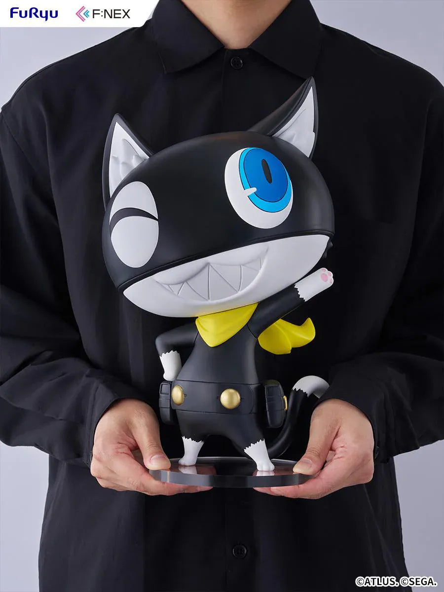 Persona 5 Royal F:Nex Morgana Big Soft Vinyl Figure with black cat design, blue eyes, yellow scarf, and waving pose