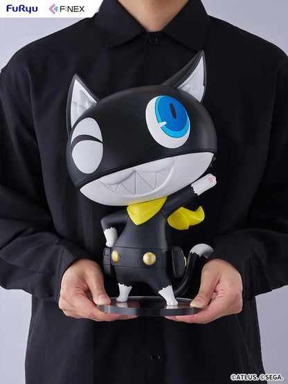 Persona 5 Royal F:Nex Morgana Big Soft Vinyl Figure with black cat design, blue eyes, yellow scarf, and waving pose