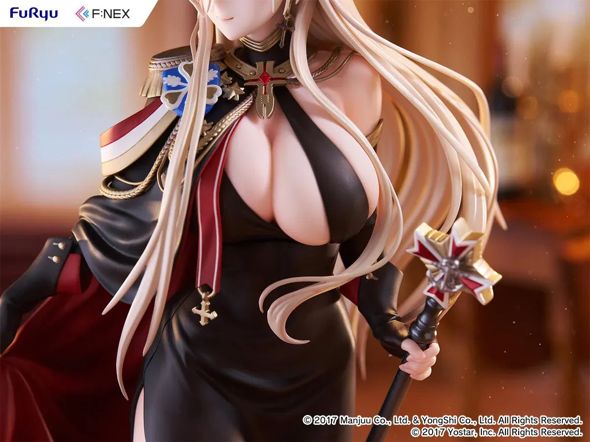 Azur Lane Bismarck Formal Dress Ver 1/7 Scale Figure wearing an elegant black and red outfit with staff