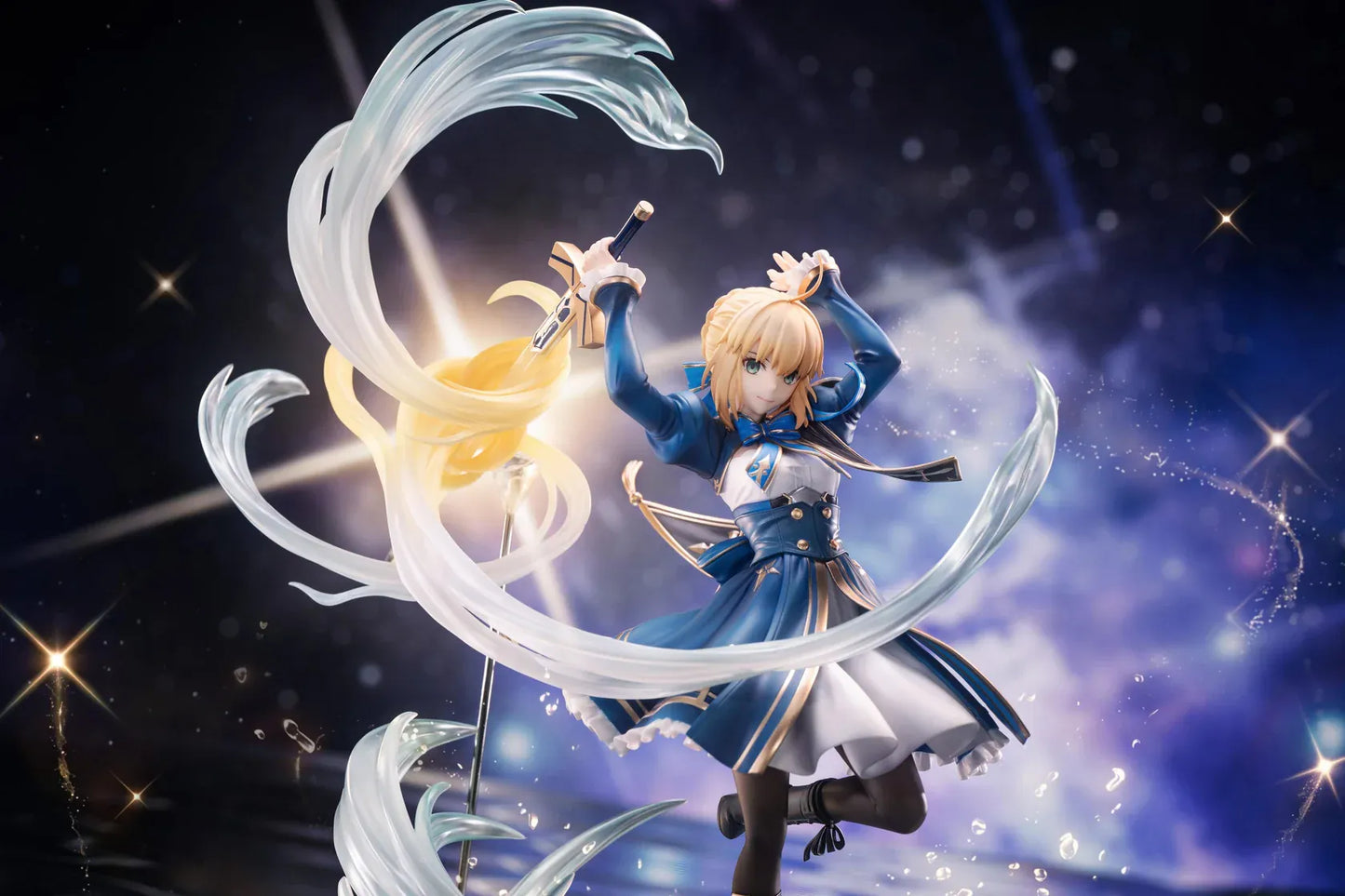 Honkai Star Rail x Fate stay night Unlimited Blade Works Saber 1/7 scale figure with blue outfit sword and translucent effect parts