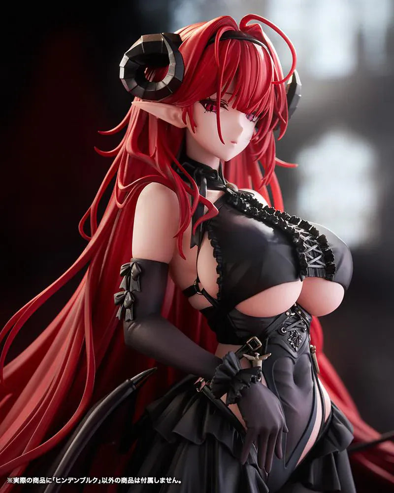 Azur Lane Hindenburg 1/7 Scale Figure with long red hair, dark outfit, horn-like accessories, armor-inspired details, and dramatic standing pose