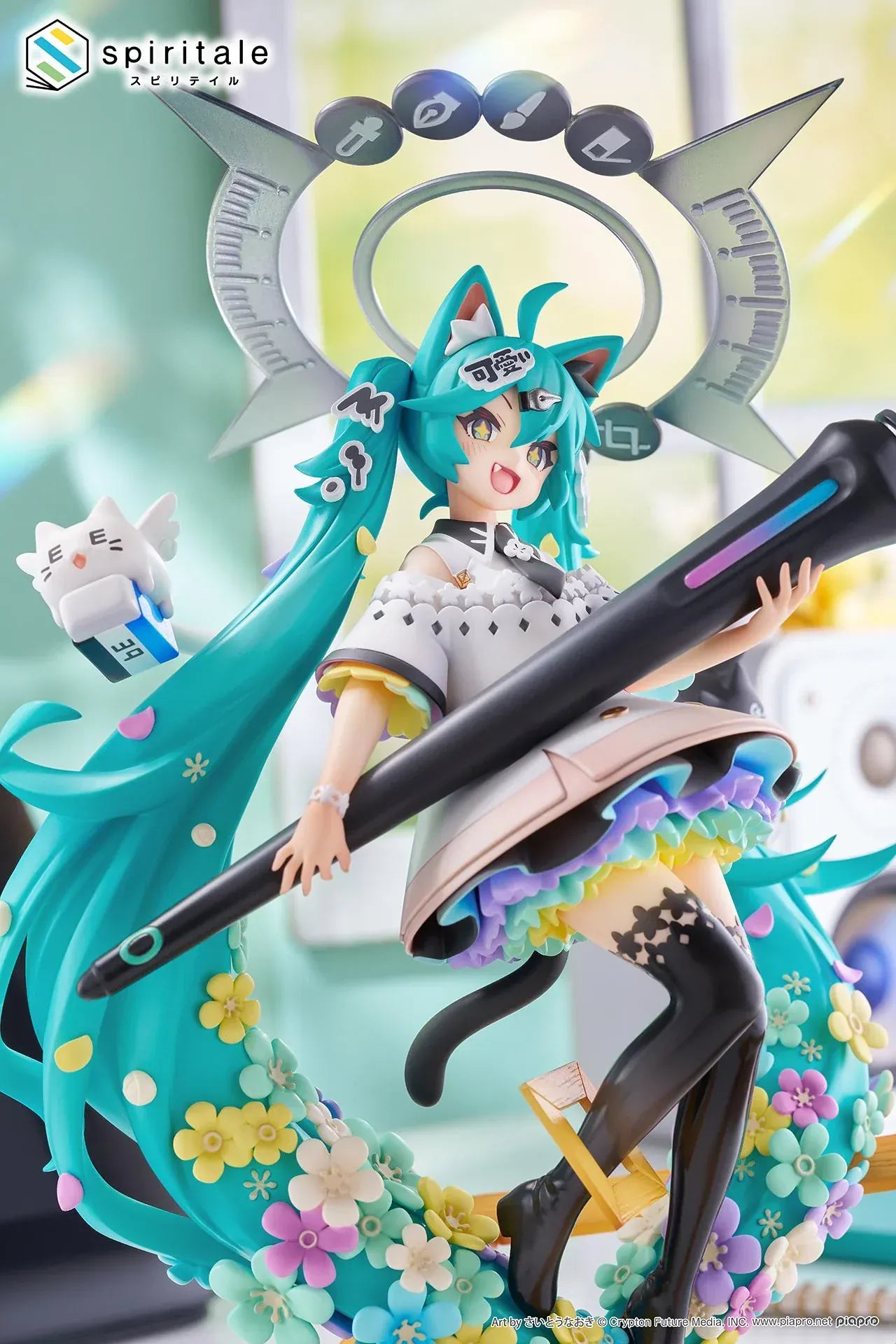 Hatsune Miku x Naoki Saito My Figure Making The Painter Ver 1/7 scale figure holding large paintbrush with floral base