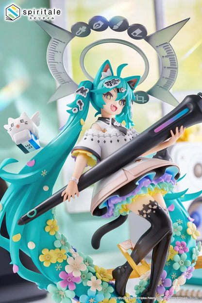 Hatsune Miku x Naoki Saito My Figure Making The Painter Ver 1/7 scale figure holding large paintbrush with floral base