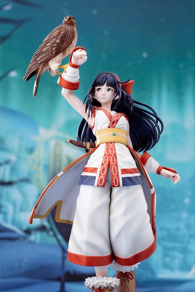 The King of Fighters XV Nakoruru 1/8 Scale Figure featuring Nakoruru in her signature outfit with long dark hair, hawk companion, and themed display base.