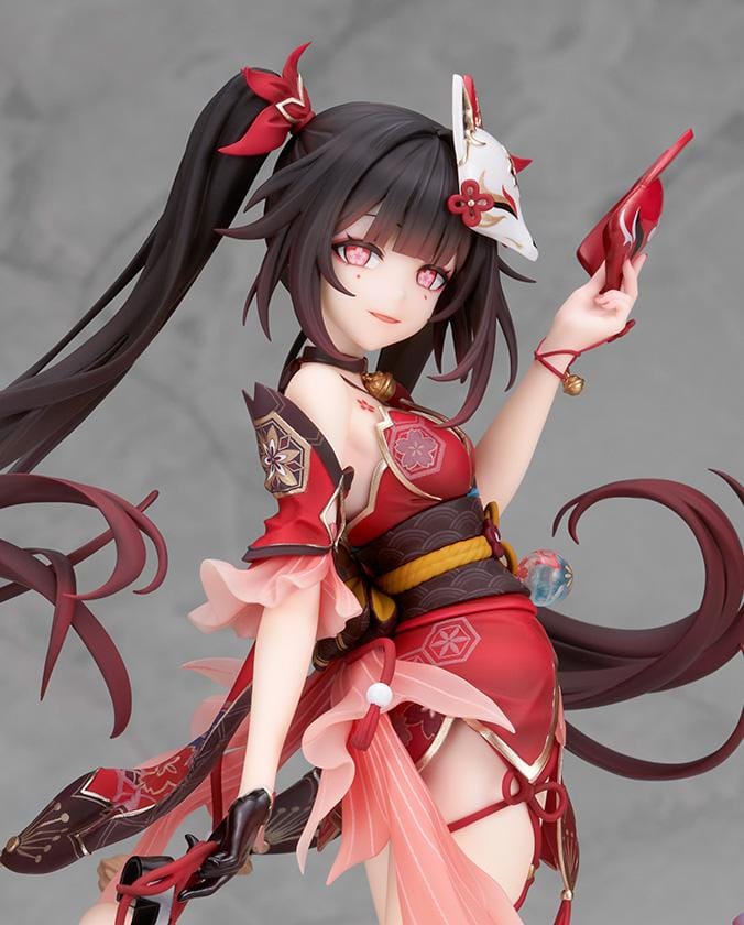 Honkai Star Rail Sparkle 1/7 scale figure in red and black outfit surrounded by translucent water effects and colorful goldfish