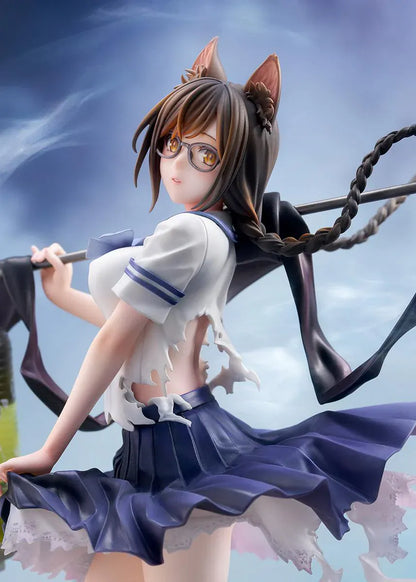 Bakemonogatari Tsubasa Hanekawa 1/7 Scale Figure featuring Tsubasa with cat ears, glasses, flowing hair, lantern display, and supernatural-themed base details.