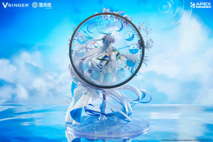 Vsinger Luo Tianyi 12th Anniversary 1/7 scale figure featuring flowing twin tails, layered blue and white dress, and ornate circular backdrop