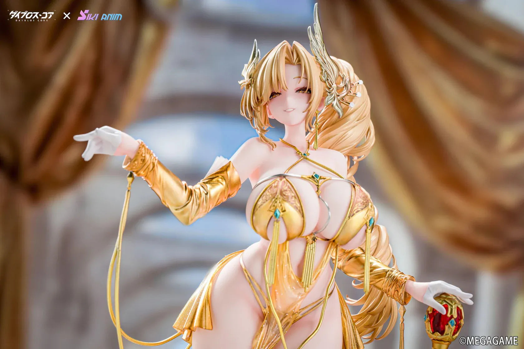Daiblos Core Lobera Hot Passion Night Ver. 1/6 Scale Figure wearing an ornate gold outfit with jeweled accessories and decorative staff