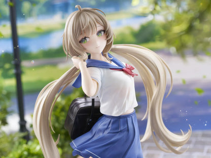 Sakura Momoko Uniform Ver. 1/6 scale figure with long light brown hair, green eyes, a blue-and-white sailor uniform, and a black school bag.
