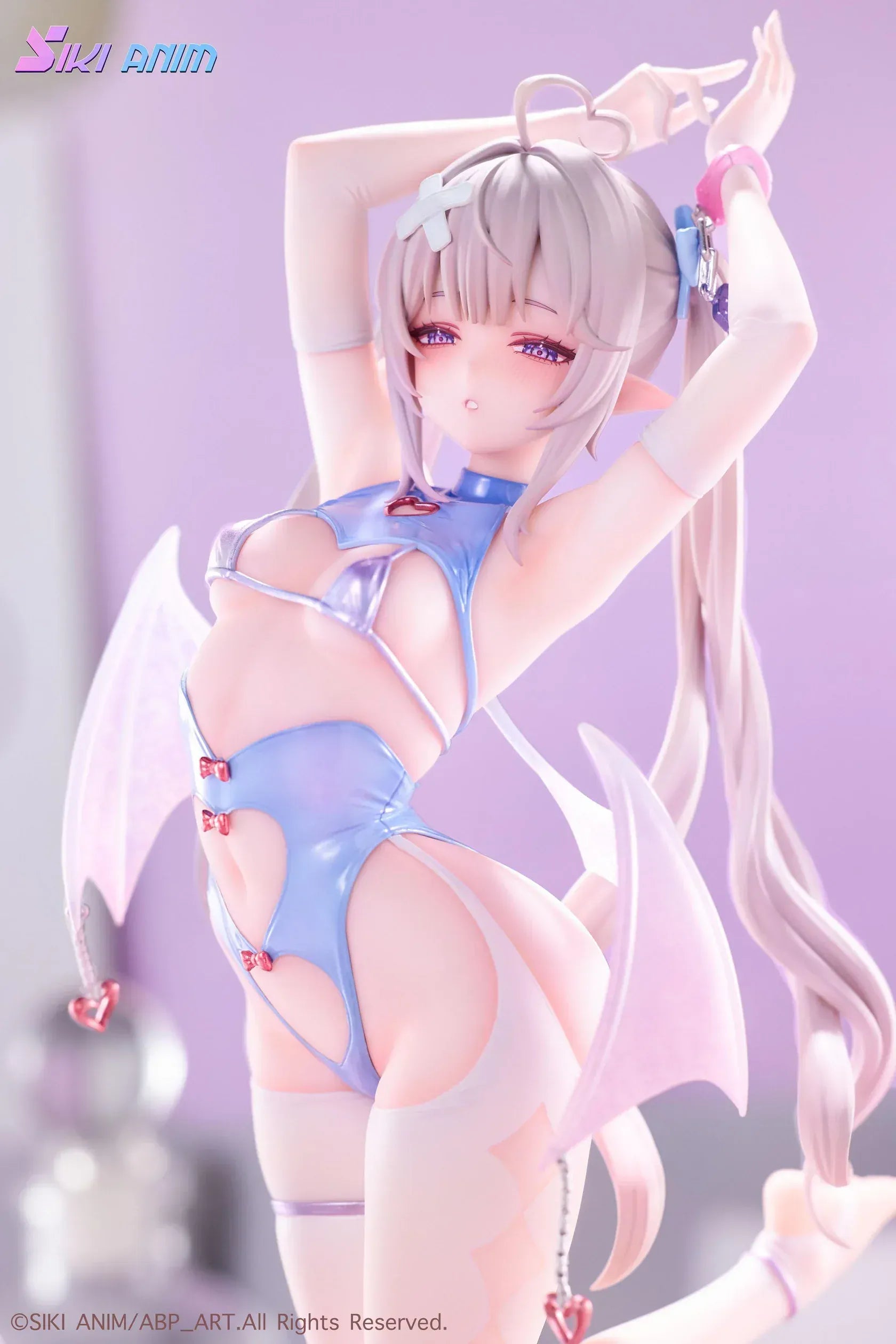 AbP_Art Illustration Sayume 1/6 scale figure with pastel blue outfit, small wings, long silver hair, and heart-shaped display base