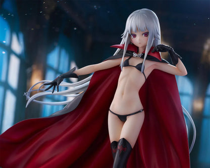 Kirie Kagarino 1/6 scale figure from Bishoujo Mangekyou featuring flowing red cape, black outfit, and silver hair on display base